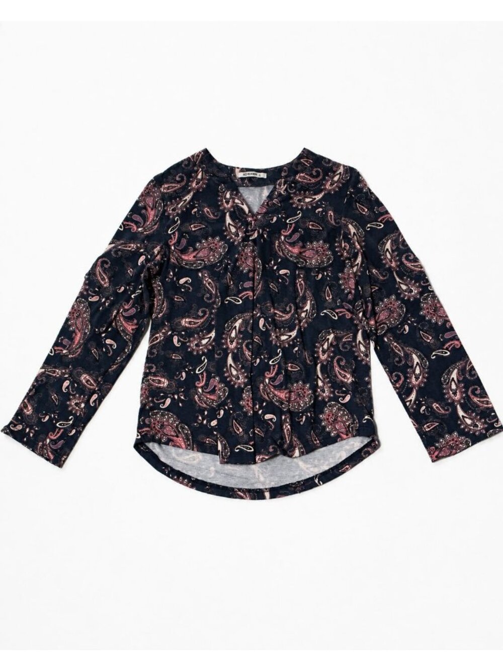 Joneswear Women’s Soft Stretch Paisley Blouse V-Neck Long Sleeve Career Work Top